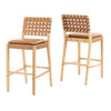 Philip Modern Rubber Wood Bar Stool Set of 2 with Woven Back Support,Natural | Philip – Lot de 2 tabourets de bar modernes en bois d’hevea avec dossier en tressage, finition naturelle