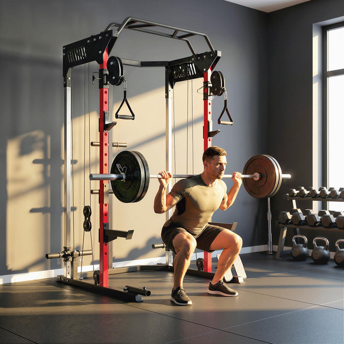 Soozier Power Cage with Adjustable Cable Pulley System