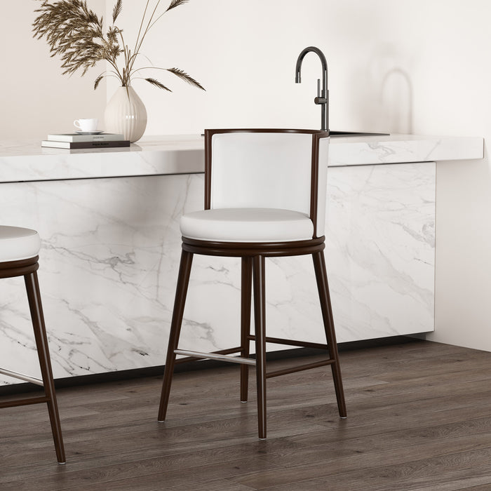 Evalyn Modern Wood Upholstered Barstool in White