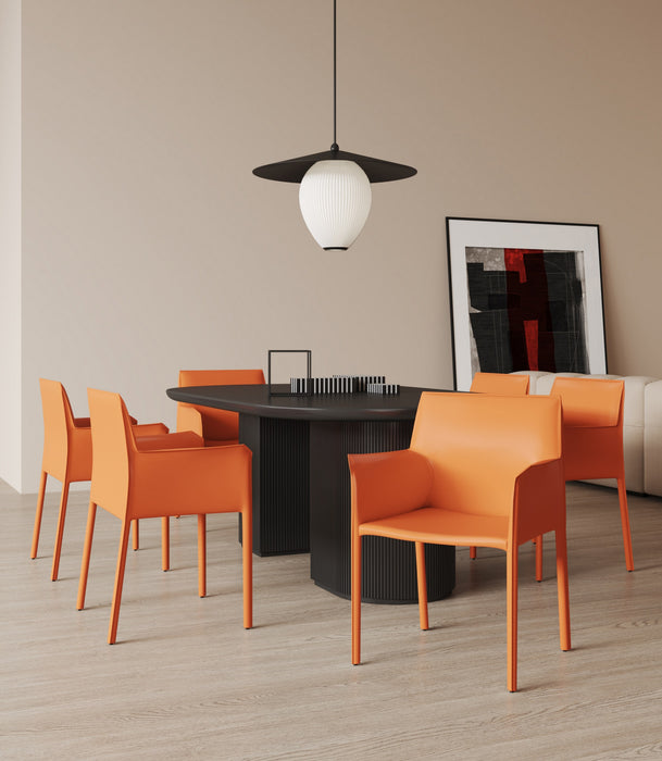 Paris Modern Vegan Leather Side Chair in Coral - Set of 2