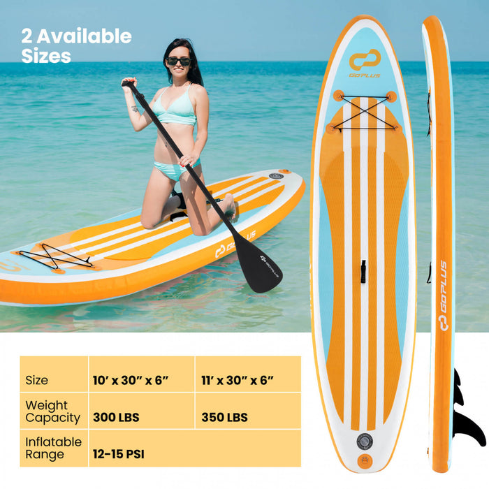 Goplus Small Inflatable Sup Board, Portable Paddle Board With 5d Rings Stand Up Paddle Board For Youth & Adult Orange