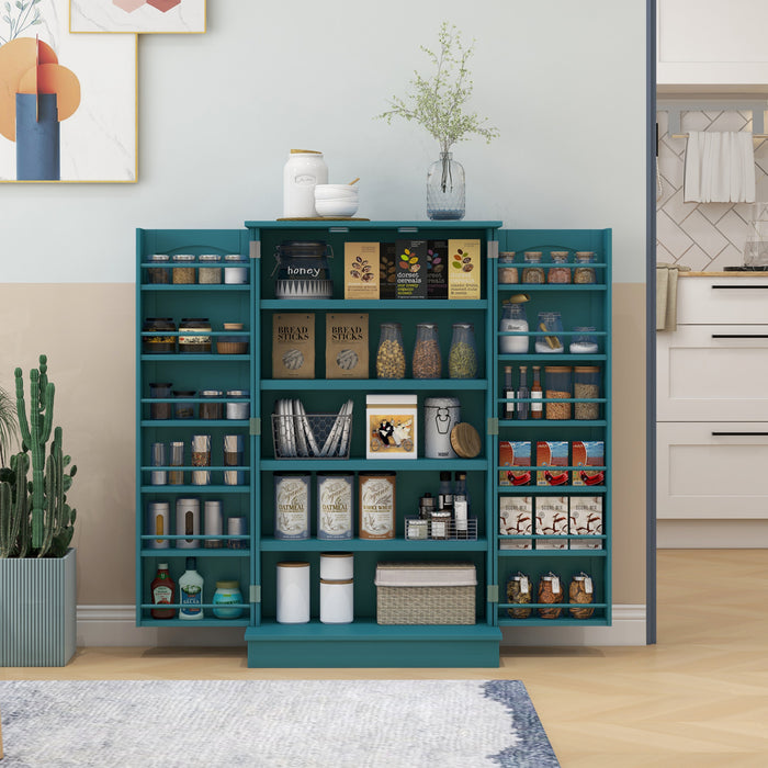 HOMCOM Kitchen Pantry Storage Cabinet w/ 5-tier Shelving Teal Blue