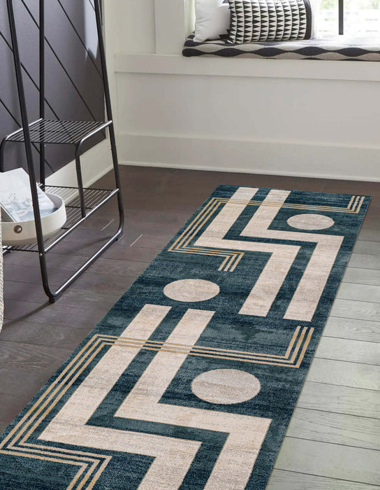 Erisa Contemporary 2'2\" x 7'7\" Runner Rug in Blue Indoor Area Rug