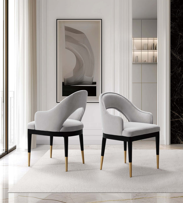 Carrington Modern Glam Upholstered Velvet Armchair in Light Gray - Set of 2