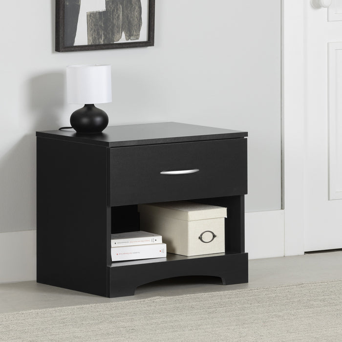 Step One 1-drawer Nightstand - End Table With Storage - Pure Black 