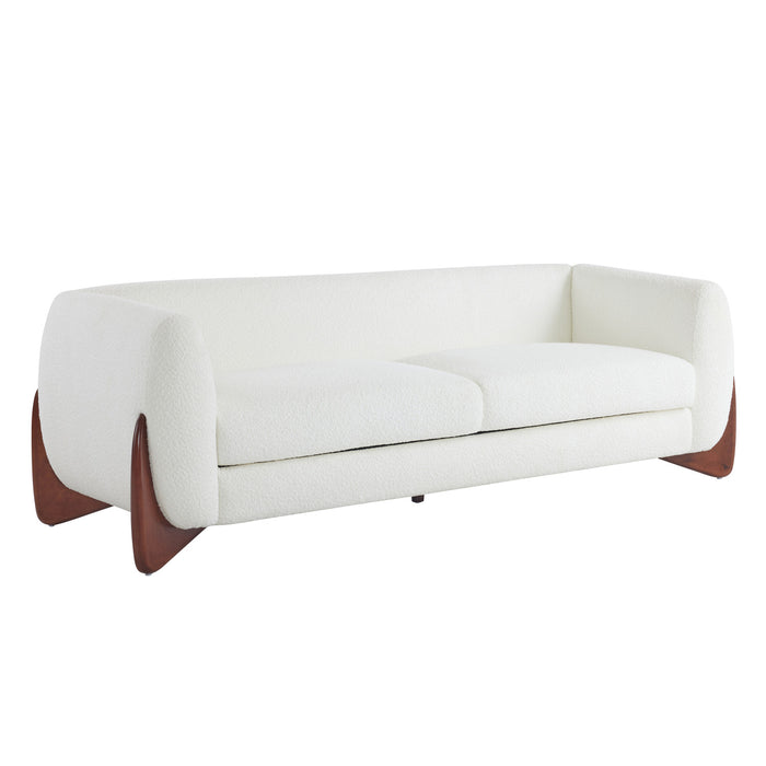 Harold 82.75\" Wood Boucle Sherpa 3-Seater Sofa,Beige Loveseat