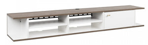 Wall Mounted Media Console with Door - White Drifted Grey
