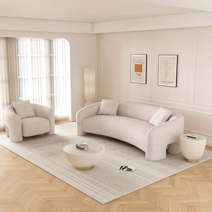 Sylvia Modern Glam 2-Piece Sofa Set in Ivory