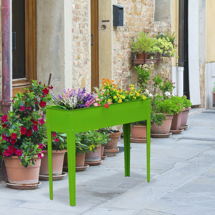 Outsunny 39\" X 12\" X 34\" Raised Garden Bed Raised Garden Flower Bed Plant Kit Vegetable Herb Box With 3 Holes, Green