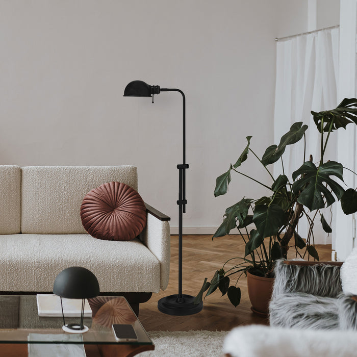 Dainolite Fedora 1 Light Adjustable Pharmacy Floor Lamp Matte Black