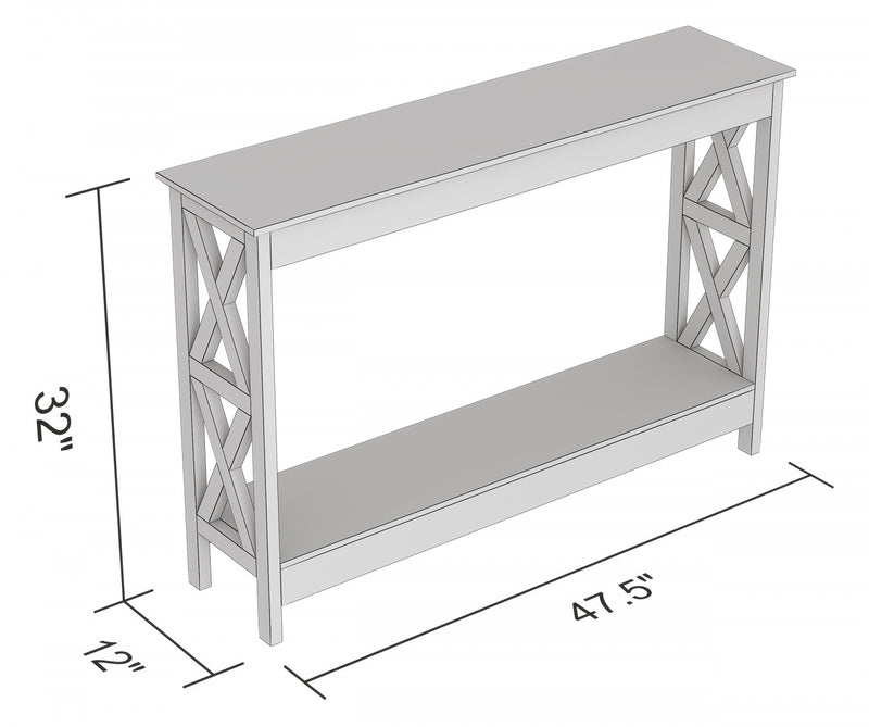 47” Console Table With 1 Shelf - Brown Reclaimed Wood