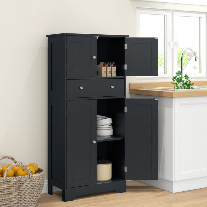 HOMCOM 50.5\" Kitchen Pantry Storage Cabinet with Doors and Adjustable Shelf