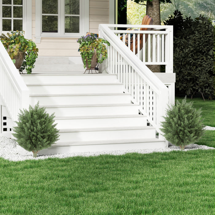 HOMCOM 24\" Artificial Cypress Trees with Ground Stake, Set of 2, Green