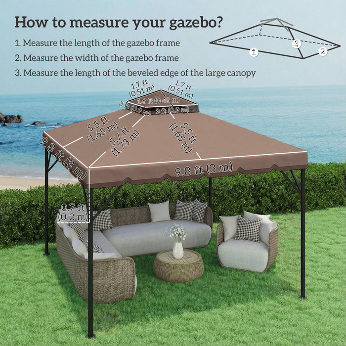 Outsunny 10' x 10' Gazebo Canopy Replacement with Double-Tier Roof, Holes