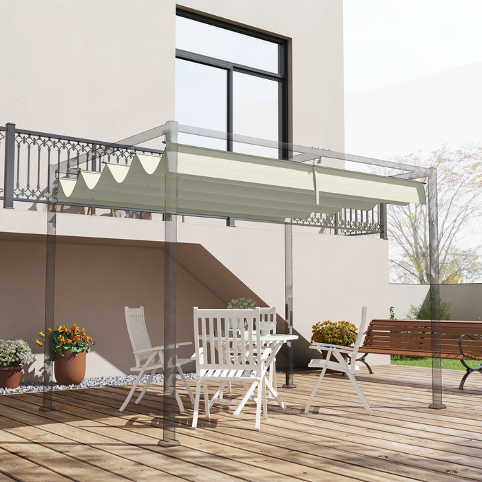 Outsunny Retractable Pergola Roof, Sun Shade Cover For 9.8' X 7.1' Pergola