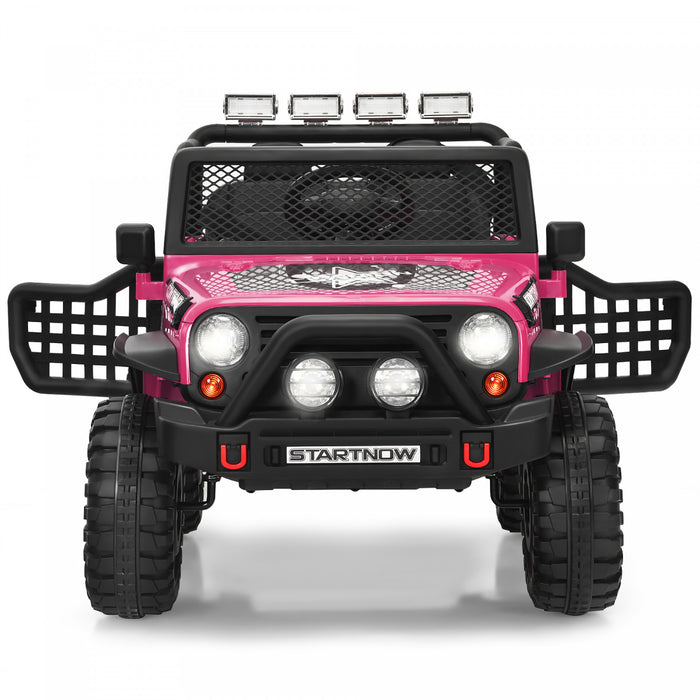 Costway 12v Kids Ride On Truck Remote Control Electric Car W/lights&music Pink