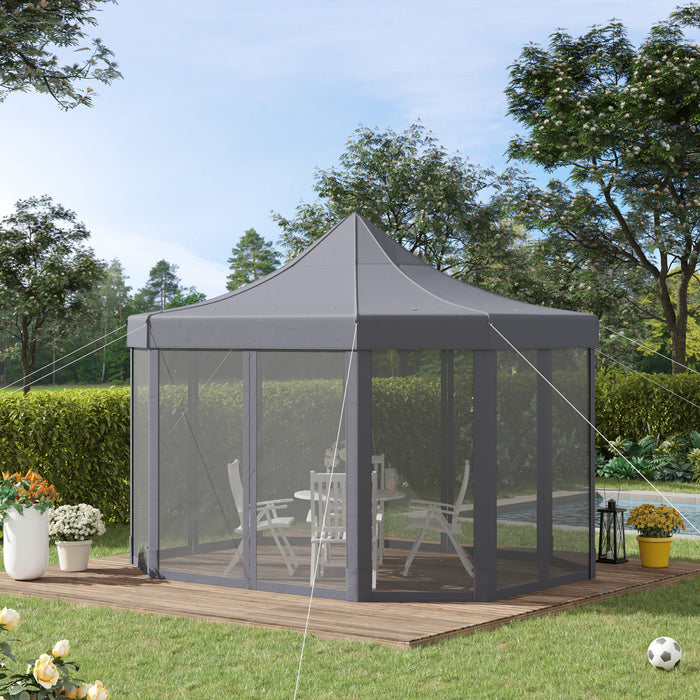 Outsunny 13' X 10' Pop Up Gazebo, Octagon Canopy Tent With Zippered Mesh Sidewalls, Weight Bags, Height Adjustable And Carrying Bag, Event Tent For Patio Garden Backyard, Grey