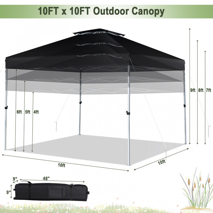 2-tier 10' X 10' Pop-up Canopy Tent Instant Gazebo Adjustable Carry Bag W/ Wheel