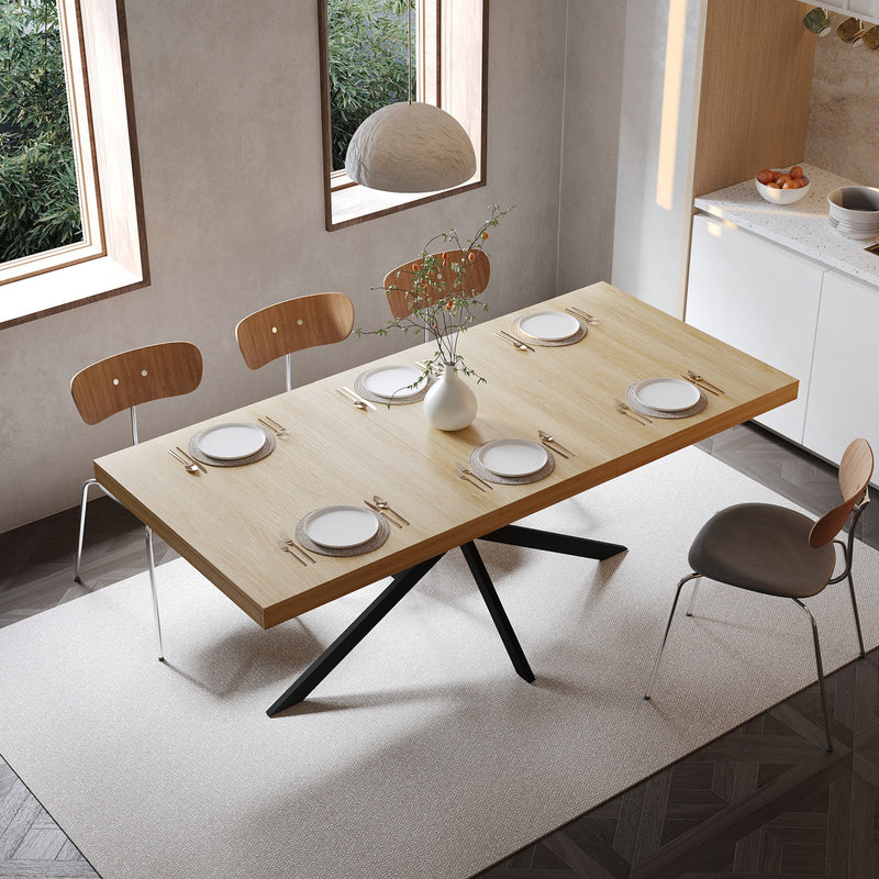 Ethan Retro Rectangular Extendable Dining Table with Hidden Storage ...