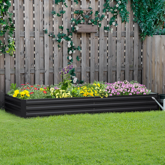 Outsunny 95\" X 36\" X 12\" Galvanized Raised Garden Bed, Metal Elevated Planter Box, Easy Diy And Cleaning For Growing Flowers, Herbs, Succulents, Gray