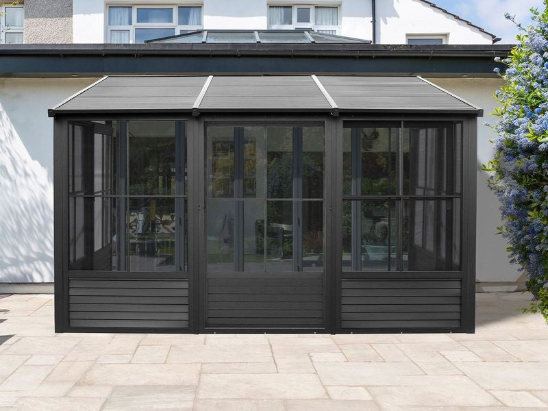 Florence - Wall Mounted Solarium 10x12 Metal Roof In Black