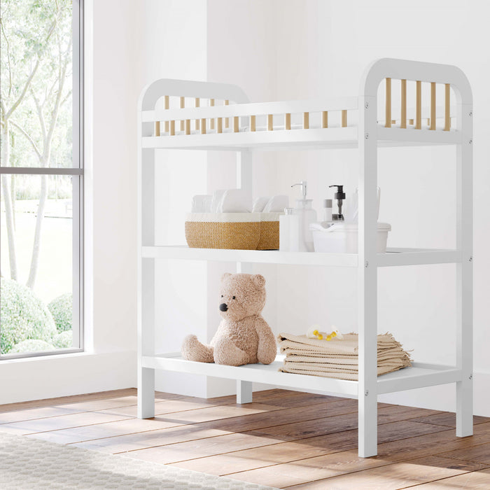 Storkcraft Pasadena Changing Table with Water-Resistant Changing Pad - White/Driftwood