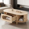 Grain 39.3 Inch Walnut Coffee Table with Roll-Up Door and Acrylic Drawer, Natural Walnut | Grain Table Basse Noyer 39.3 po avec Porte Enroulable et Tiroir Acrylique, Noyer Naturel