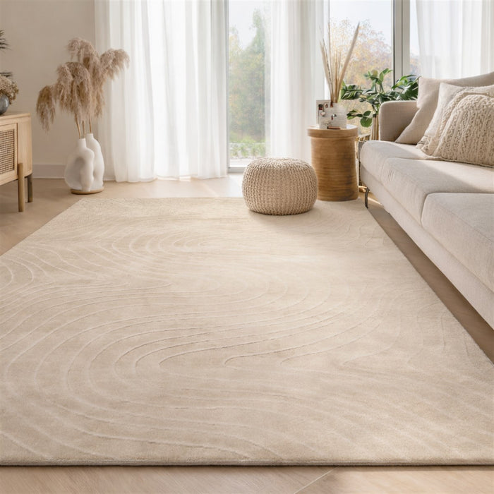 Somos Contemporary Cream Washable Rug 6'7\" x 9'0\" Indoor Area Rug