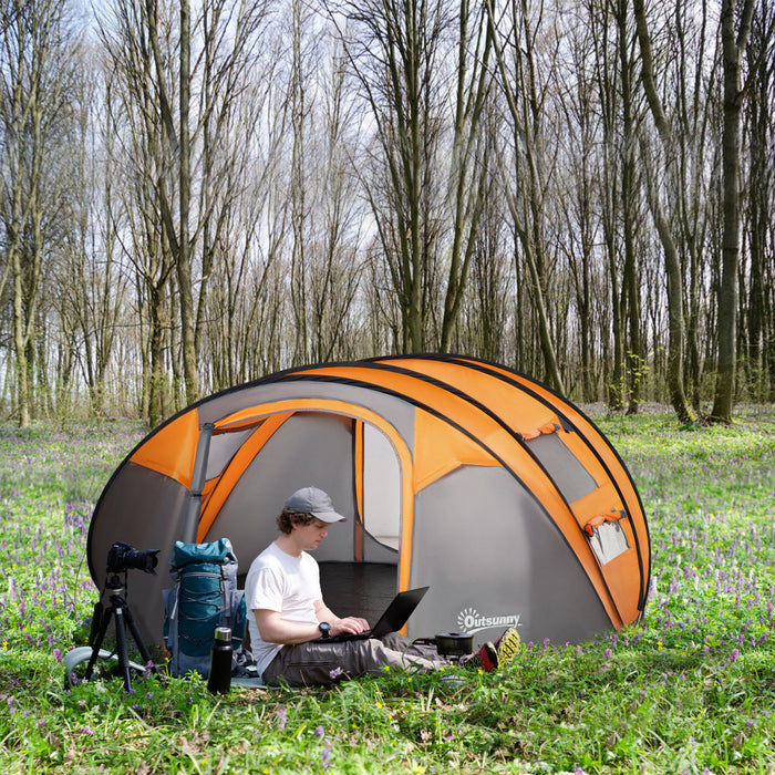 Outsunny 5 Person Camping Tent Automatic Pop Up Tent With Carry Bag Doors