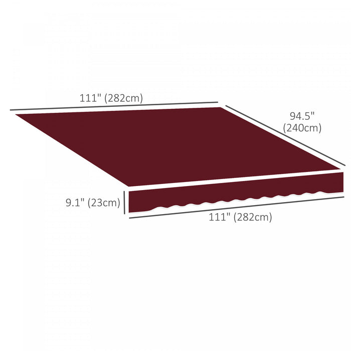 Outsunny 9' X 8' Retractable Awning Fabric Replacement Outdoor Sunshade Canopy Awning Cover, Uv Protection, Wine Red