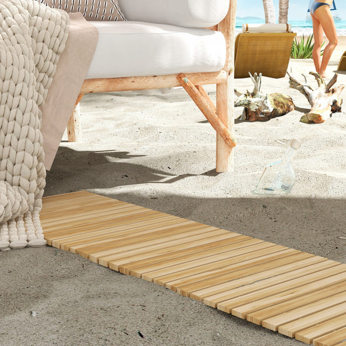 Outsunny 47\" Wooden Garden Pathway, Outdoor Walkway, Natural Wood Finish