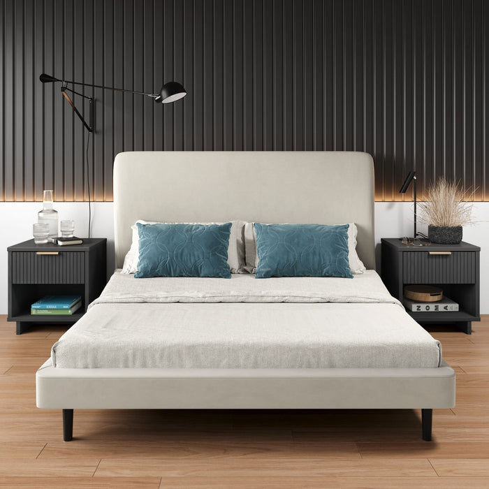 Granville Modern 18\" Nightstand in Charcoal Gray (1-Drawer) - Set of 2