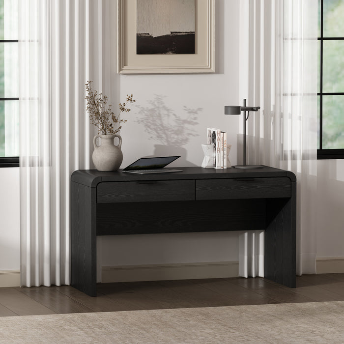 Grace Modern 54\" Office Desk in Black (2-Drawer)