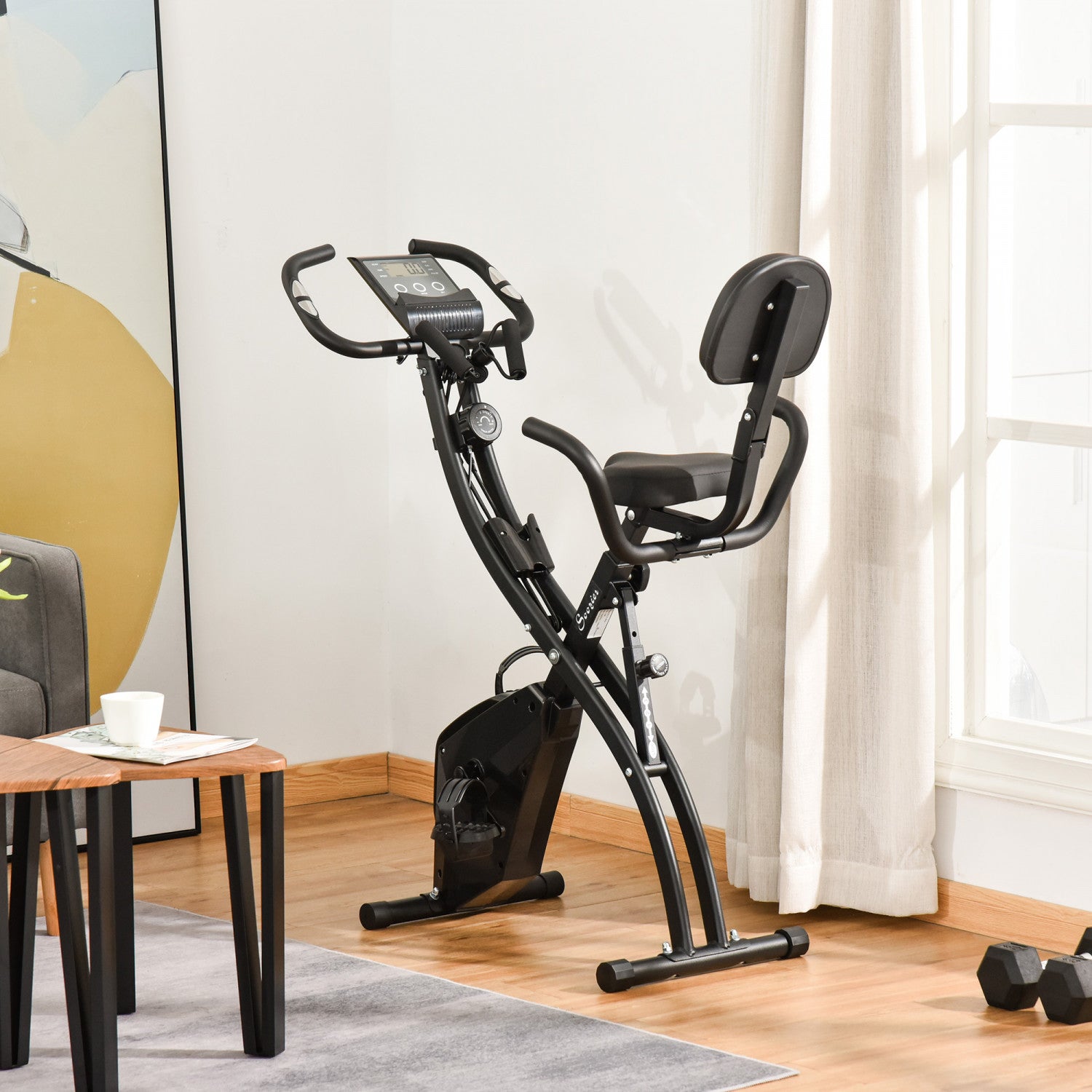 Soozier upright stationary exercise cycling bike with lcd monitor sales