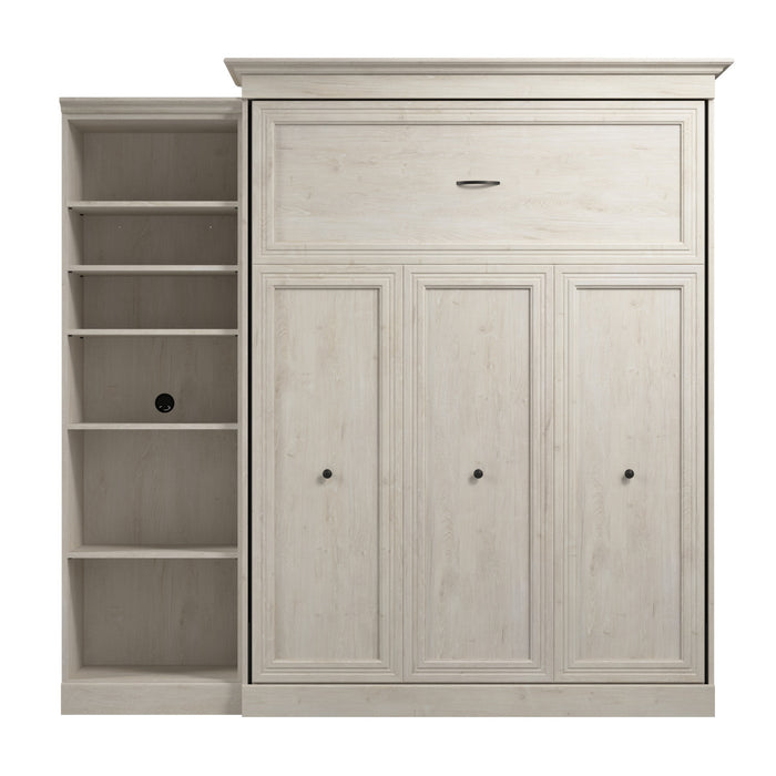 Bestar Versatile Queen Murphy Bed with Closet Organizer (92 W) - Linen White Oak