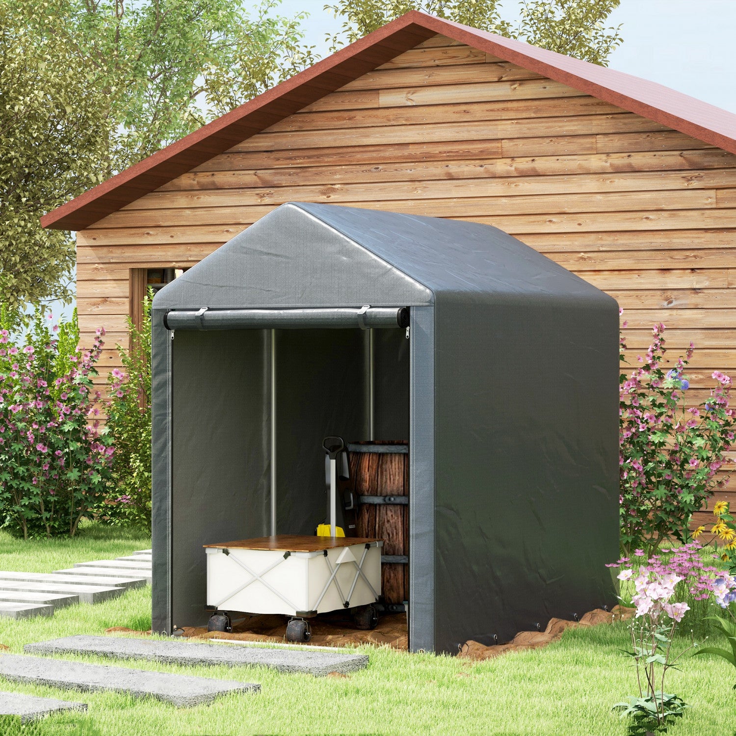 tent storage shed Outsunny 4 X 6ft Outdoor Storage Shed Tent For Motorcycle Bike Gard