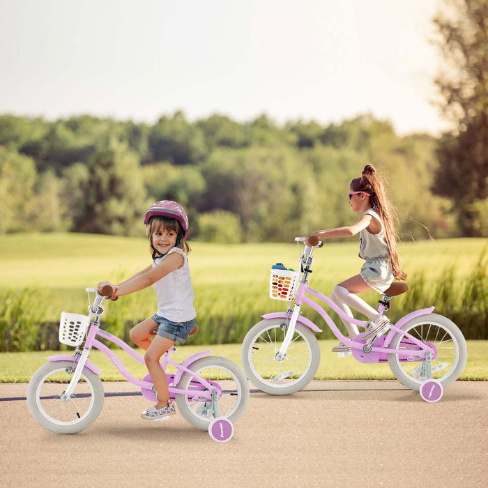 Costway 16\" Kids Bike Toddler Adjustable Bicycle With Training Wheel For 4-7 Years Old Girl
