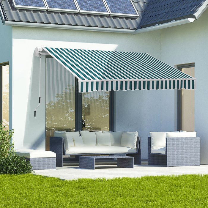 Outsunny 13' X 8' Manual Retractable Patio Awning Sun Shade For Outdoor