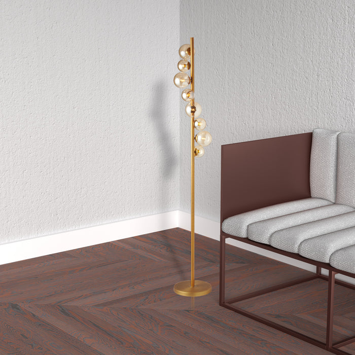 Dainolite Glasgow 8 Light Floor Lamp Vintage Bronze Finish Champagne Glass
