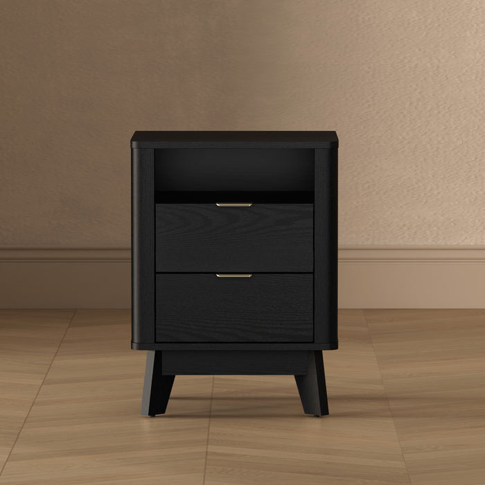 Orlen Mid-Century Modern 2-Drawer Multi-Purpose Nightstand & End Table in Black