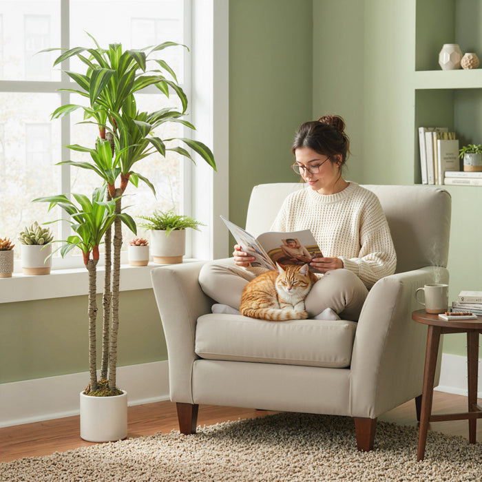 HOMCOM 5FT Artificial Dracaena Tree, Lifelike Fake Plant for Home Decor