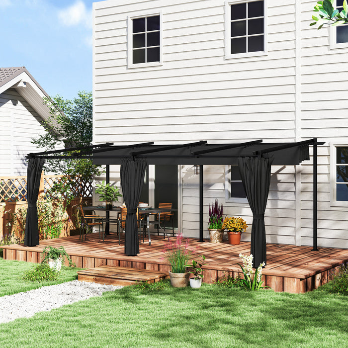 Outsunny 10' X 20' Metal Pergola With Retractable Canopy And Sidewalls