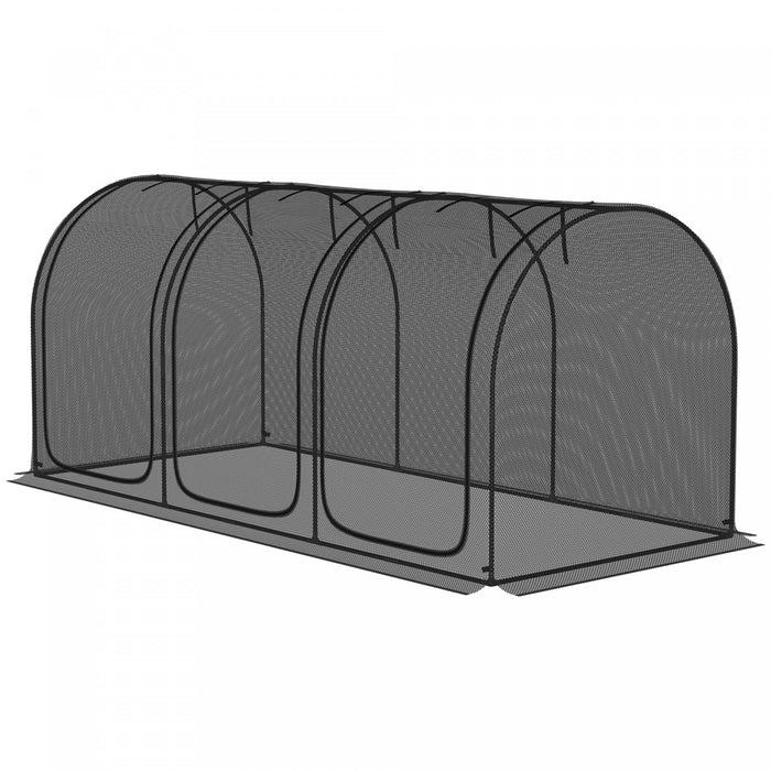 Outsunny 9 X 4ft Crop Cage With 3 Zippered Doors And Ground Stakes Black