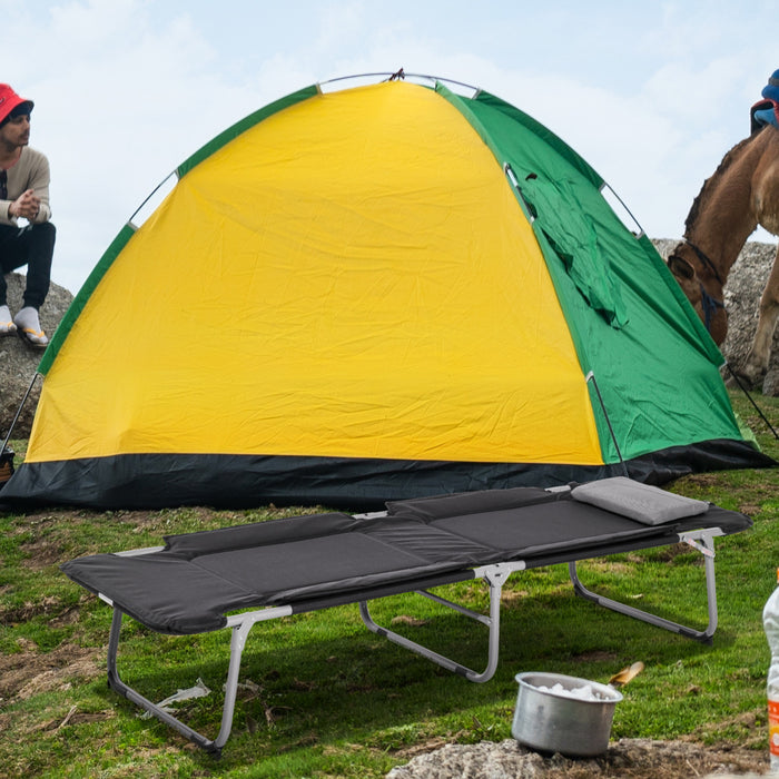 Outsunny Folding Camping Cot Sleeping Beds For Outdoor Hiking, Black