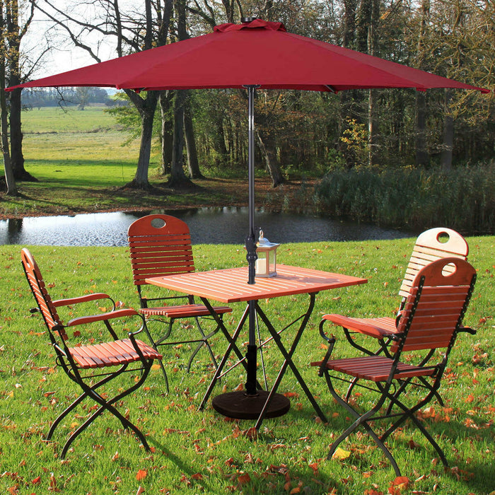Costway 9ft Patio Solar Umbrella LED Patio Market Steel Tilt w/ Crank Outdoor Burgundy