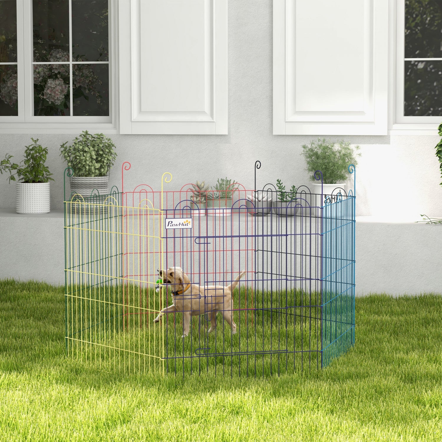 Pawhut Metal Pet Playpen Portable Hexagon Dog Exercise