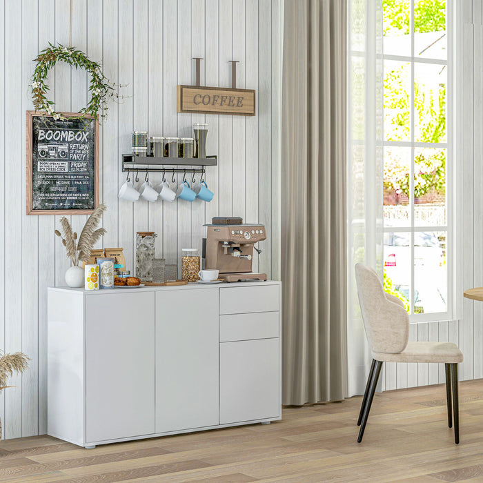 HOMCOM Kitchen Sideboard with Push-Open Drawers and Storage Cabinets
