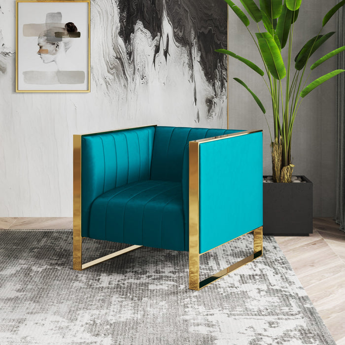 Trillium Mid-Century Modern Velvet Lounge Chair in Teal - Set of 2