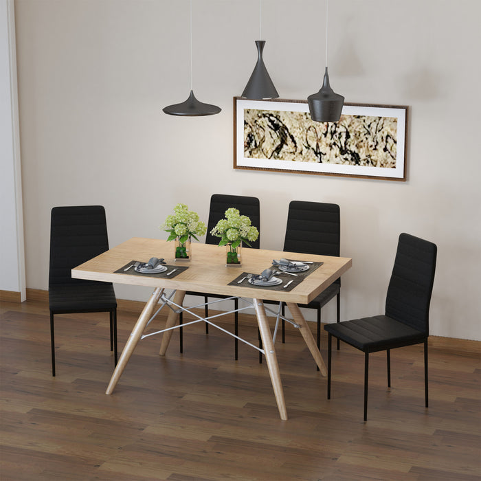 HOMCOM Dining Chairs Set of 4, Linen Fabric Upholstered Accent Chairs Black