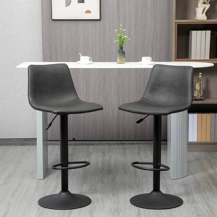 HOMCOM 2pc Adjustable Counter Height Bar Stools Kitchen Counter Stool Grey